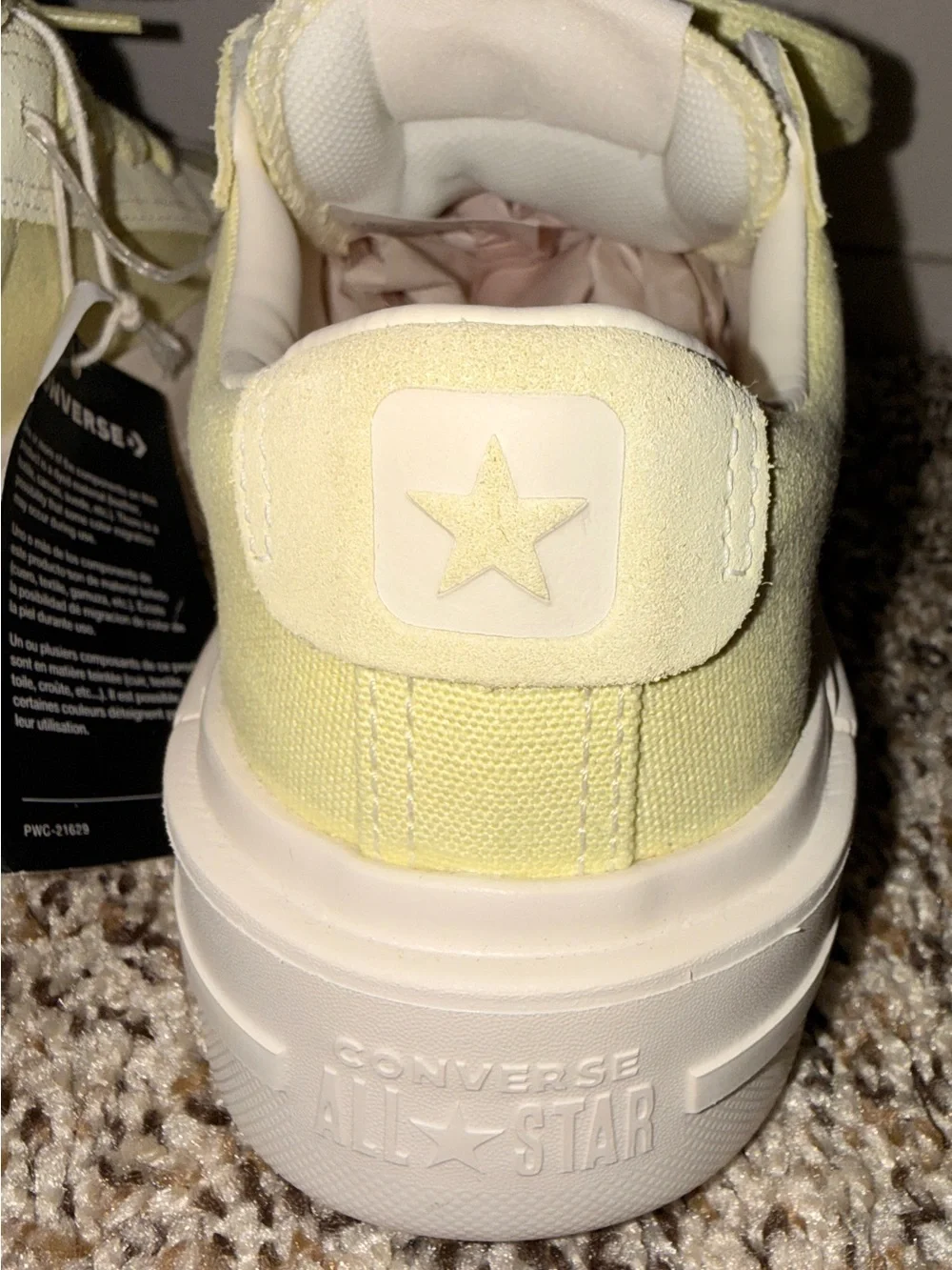 Converse Low Top Sneakers in Light Yellow and White - Picture 9 of 10